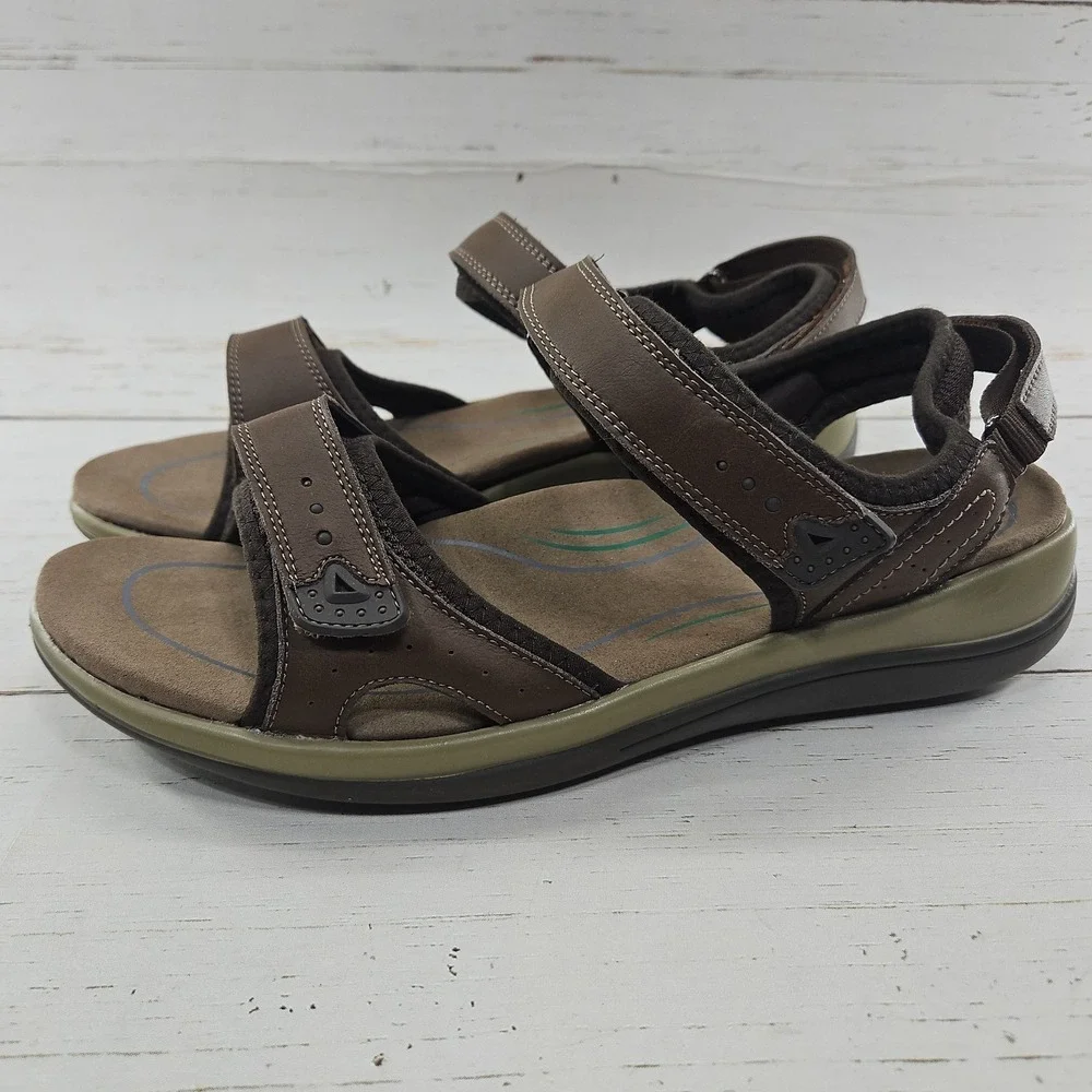 Orthofeet Malibu 962 Womens 11 2E Extra Wide Brown Leather Comfort Sandals - Picture 1 of 10